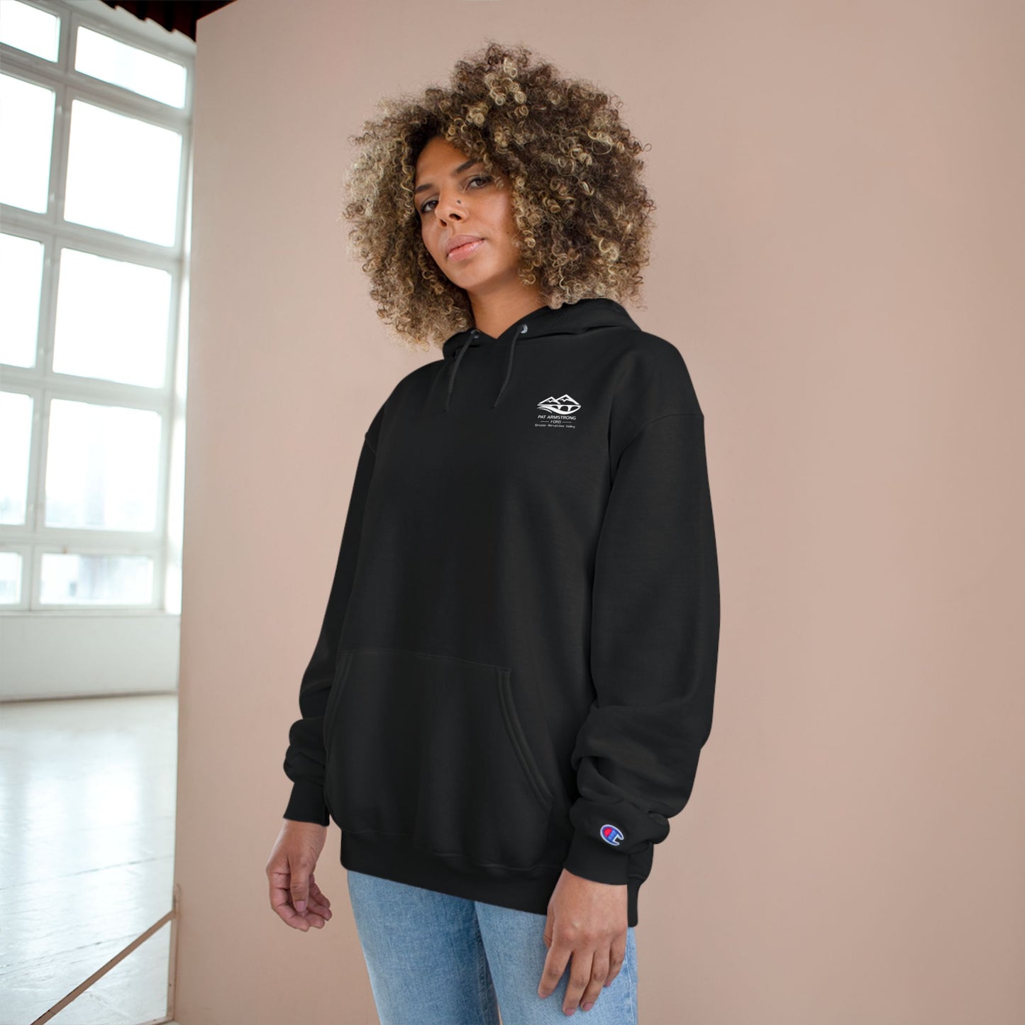 Pat Armstrong Ford -Champion Hoodie-White Logo,