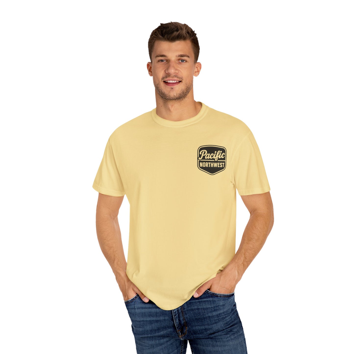 Unisex Garment-Dyed T-shirt with Pacific Northwest Design, Casual Wear, Outdoor Adventure Tee, Summer Vacation Top, Gift for Nature Lovers