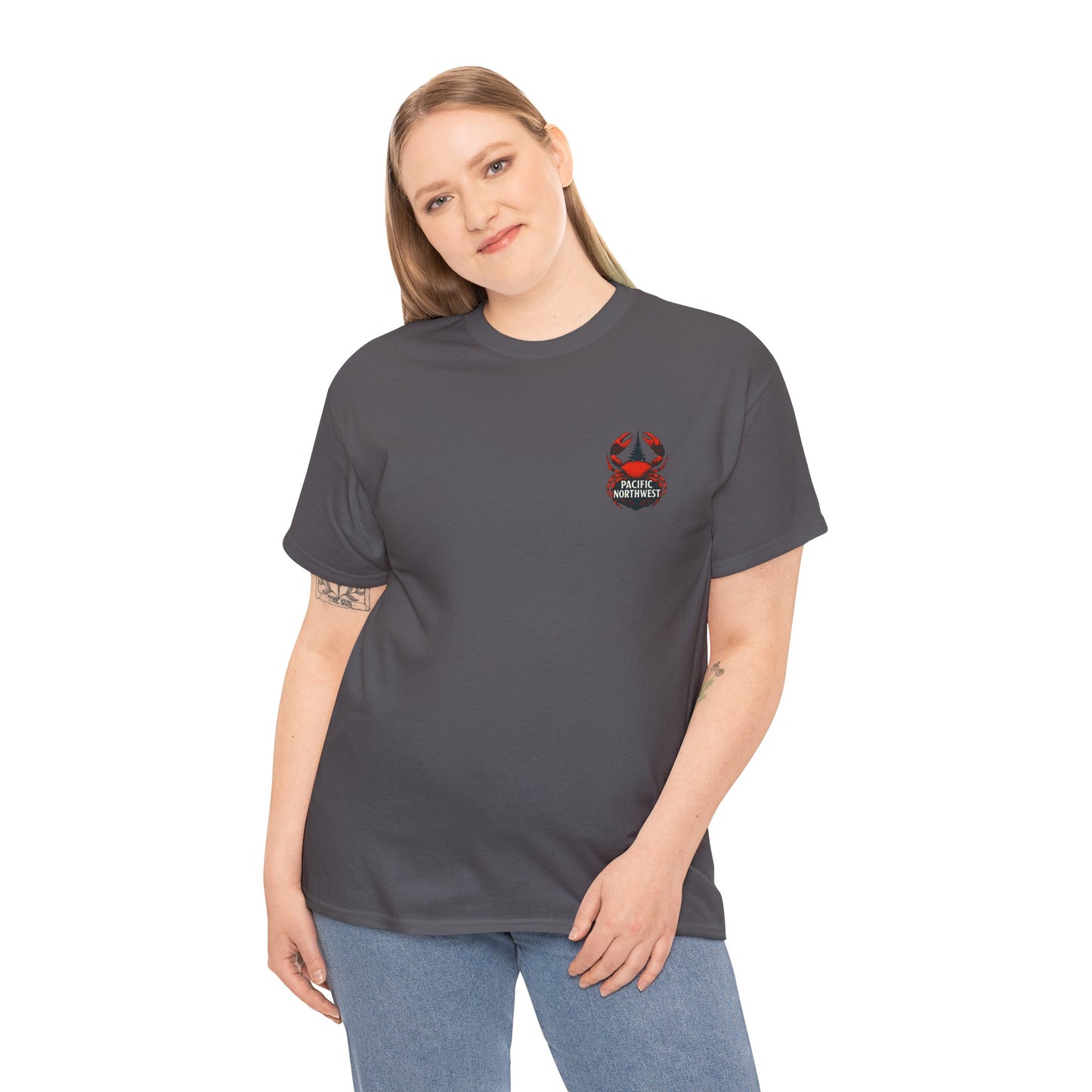 Pacific Northwest Crab Tee, Unisex Cotton T-Shirt, Crab Lovers Gift, Summer Vacation Shirt, Coastal Style Apparel, Nautical Theme Fashion