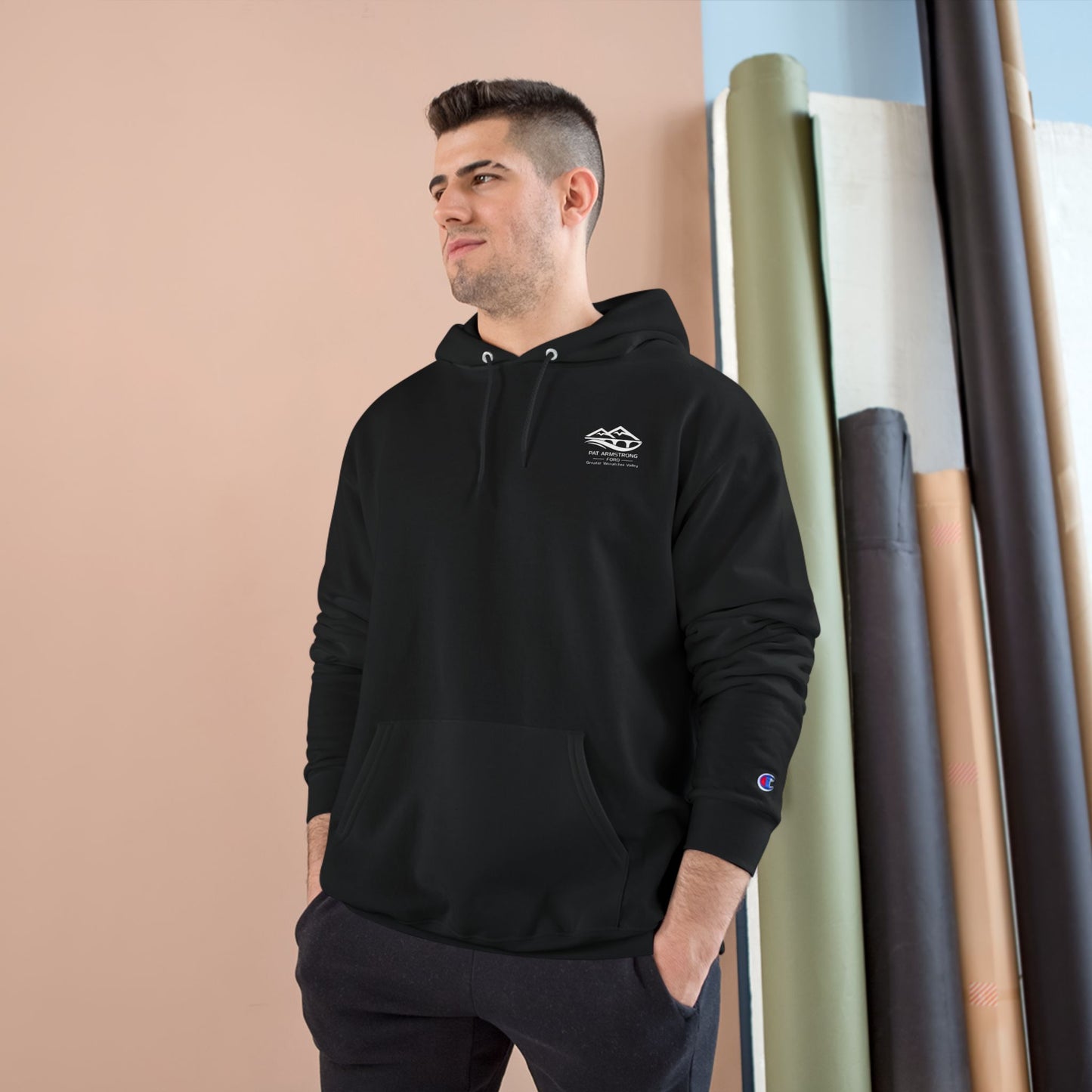 Pat Armstrong Ford -Champion Hoodie-White Logo,