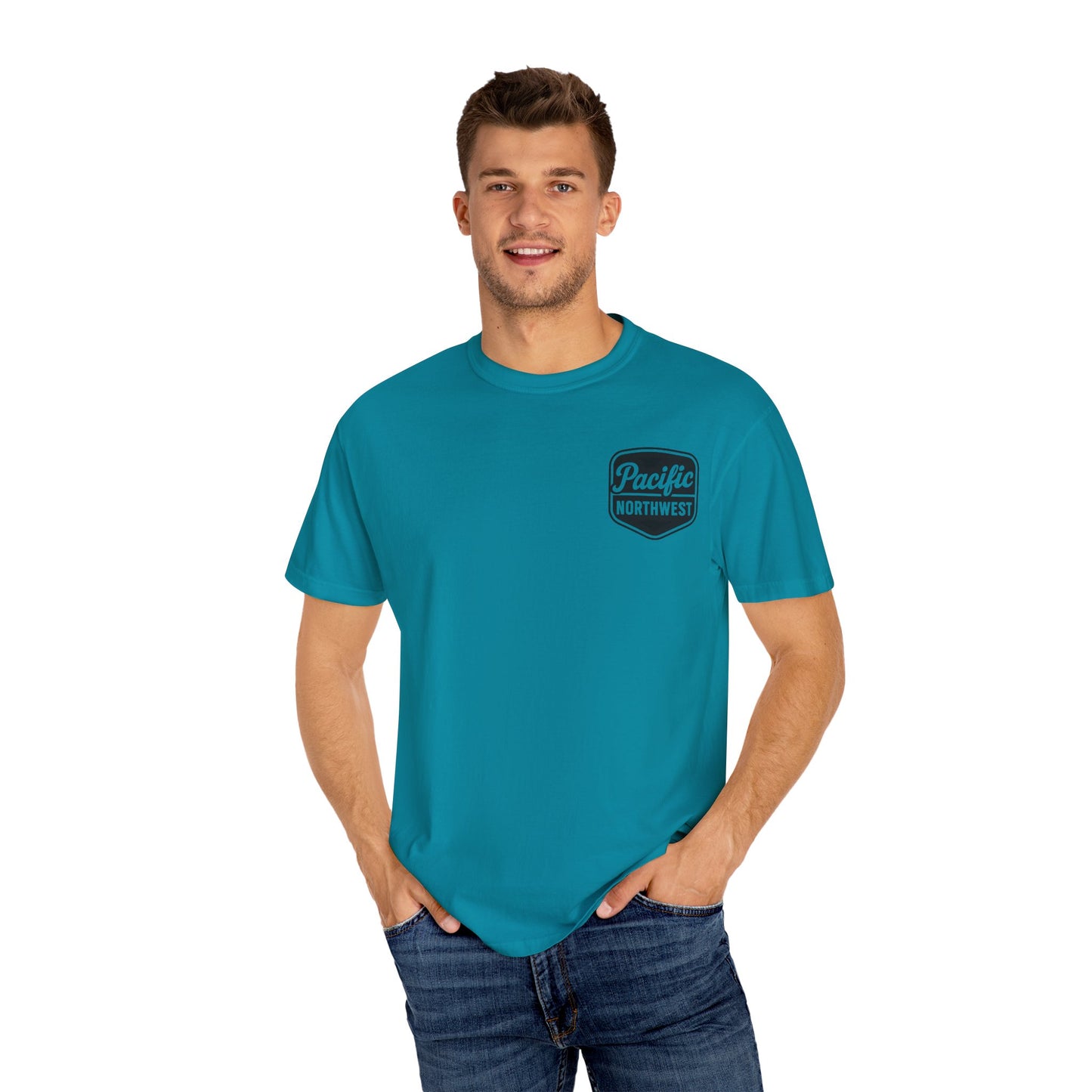 Unisex Garment-Dyed T-shirt with Pacific Northwest Design, Casual Wear, Outdoor Adventure Tee, Summer Vacation Top, Gift for Nature Lovers