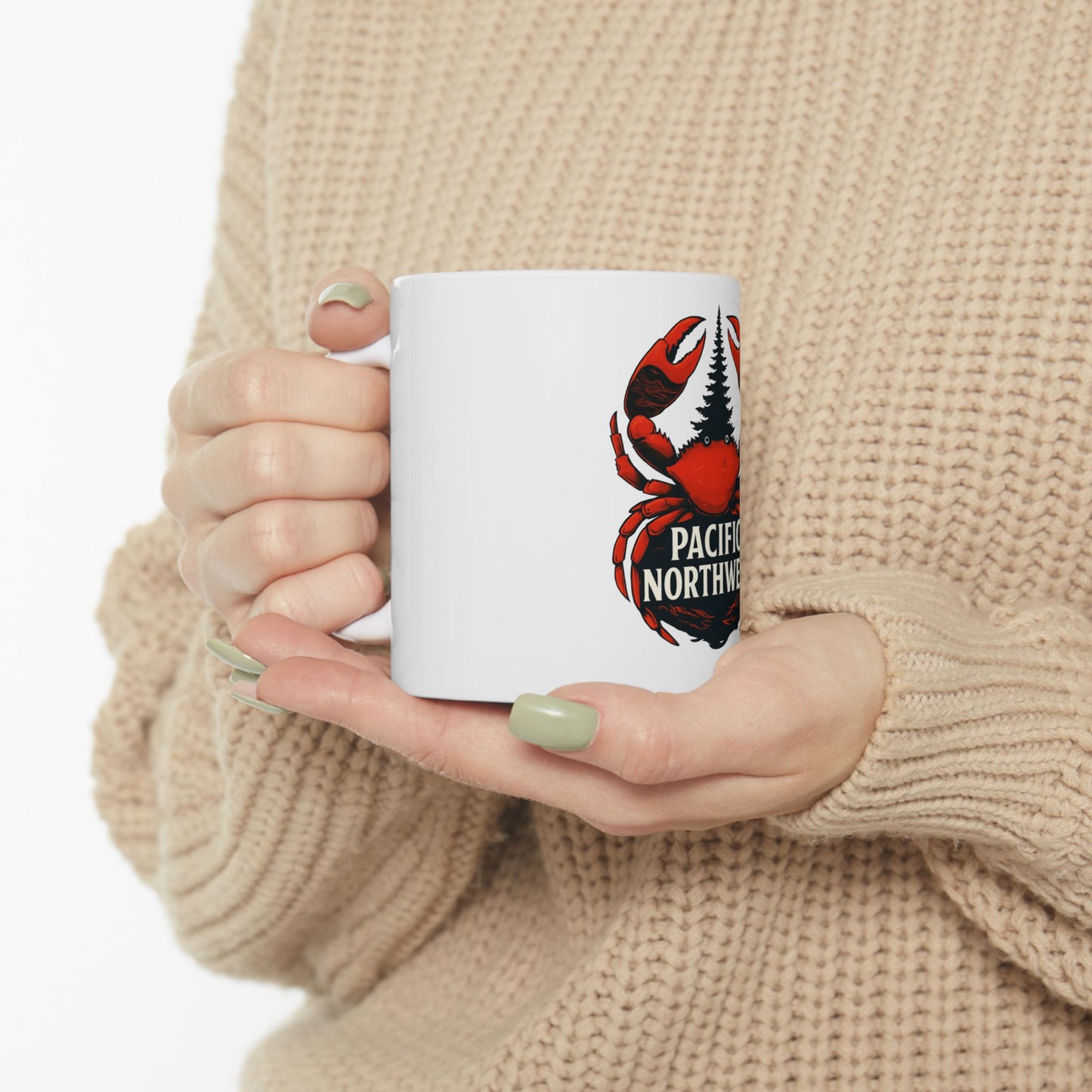 Pacific Northwest Crab Ceramic Mug - Unique Coffee Cup for Outdoor Lovers, Northwest Décor, Gift for Fishermen, Nature Enthusiasts, [...]