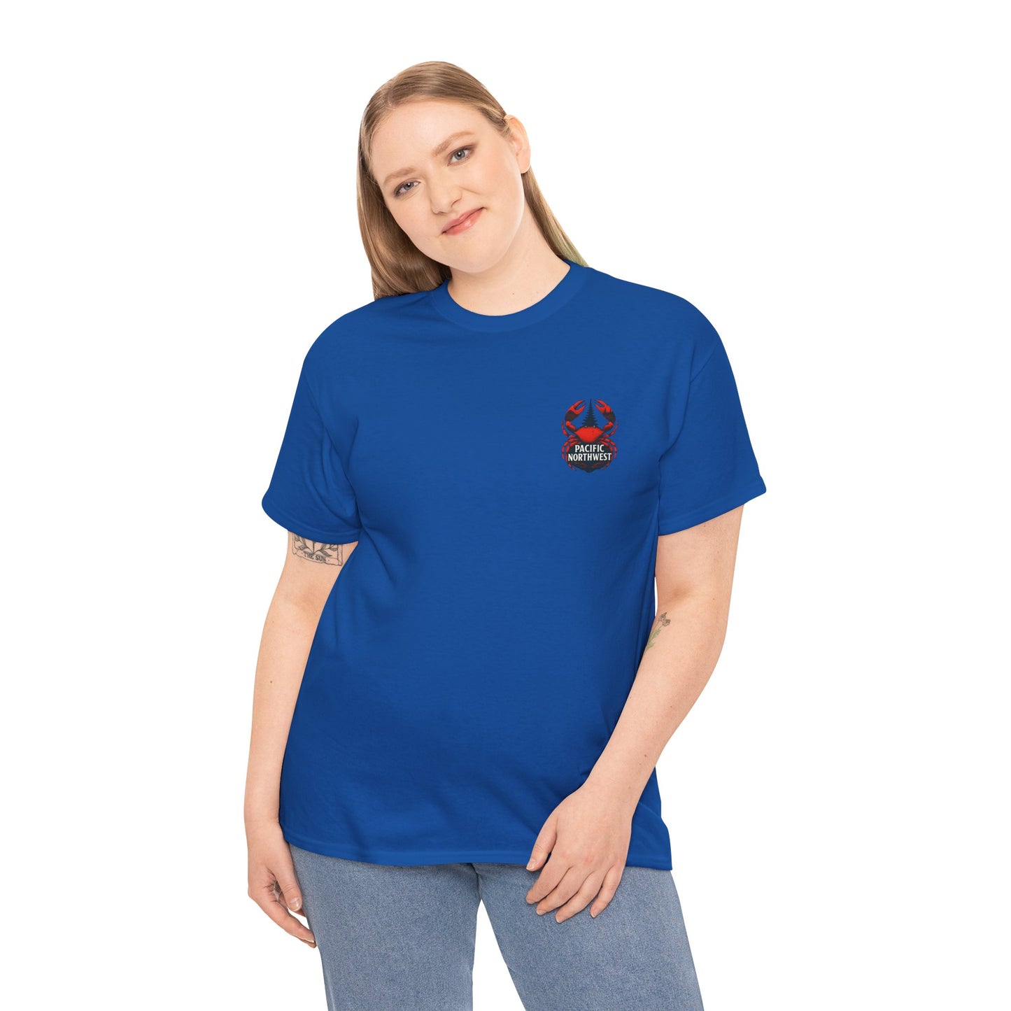 Pacific Northwest Crab Tee, Unisex Cotton T-Shirt, Crab Lovers Gift, Summer Vacation Shirt, Coastal Style Apparel, Nautical Theme Fashion