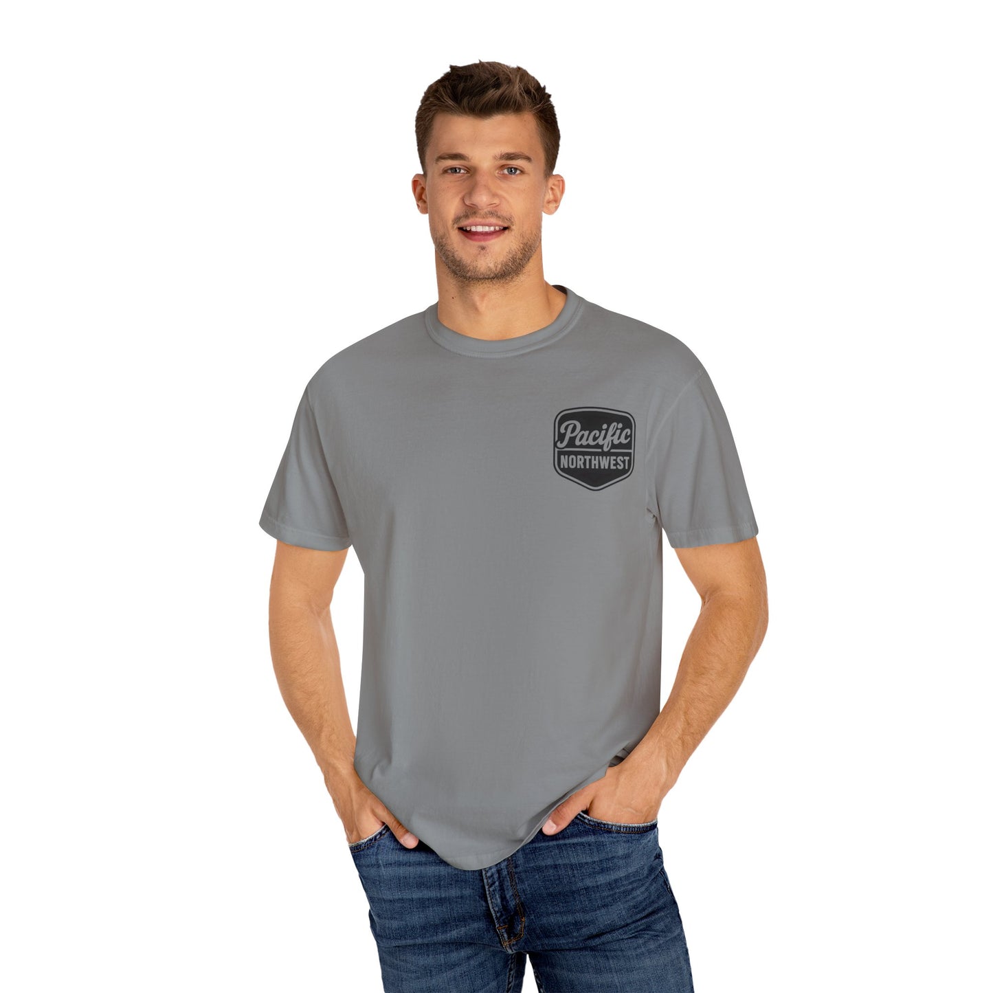 Unisex Garment-Dyed T-shirt with Pacific Northwest Design, Casual Wear, Outdoor Adventure Tee, Summer Vacation Top, Gift for Nature Lovers