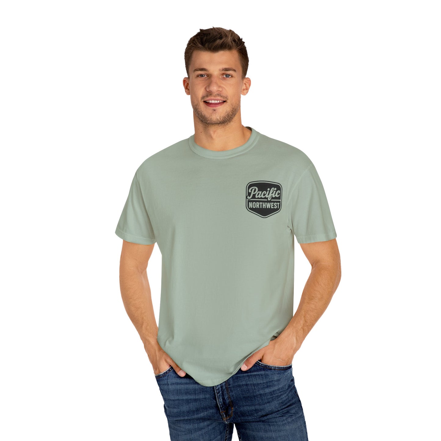 Unisex Garment-Dyed T-shirt with Pacific Northwest Design, Casual Wear, Outdoor Adventure Tee, Summer Vacation Top, Gift for Nature Lovers
