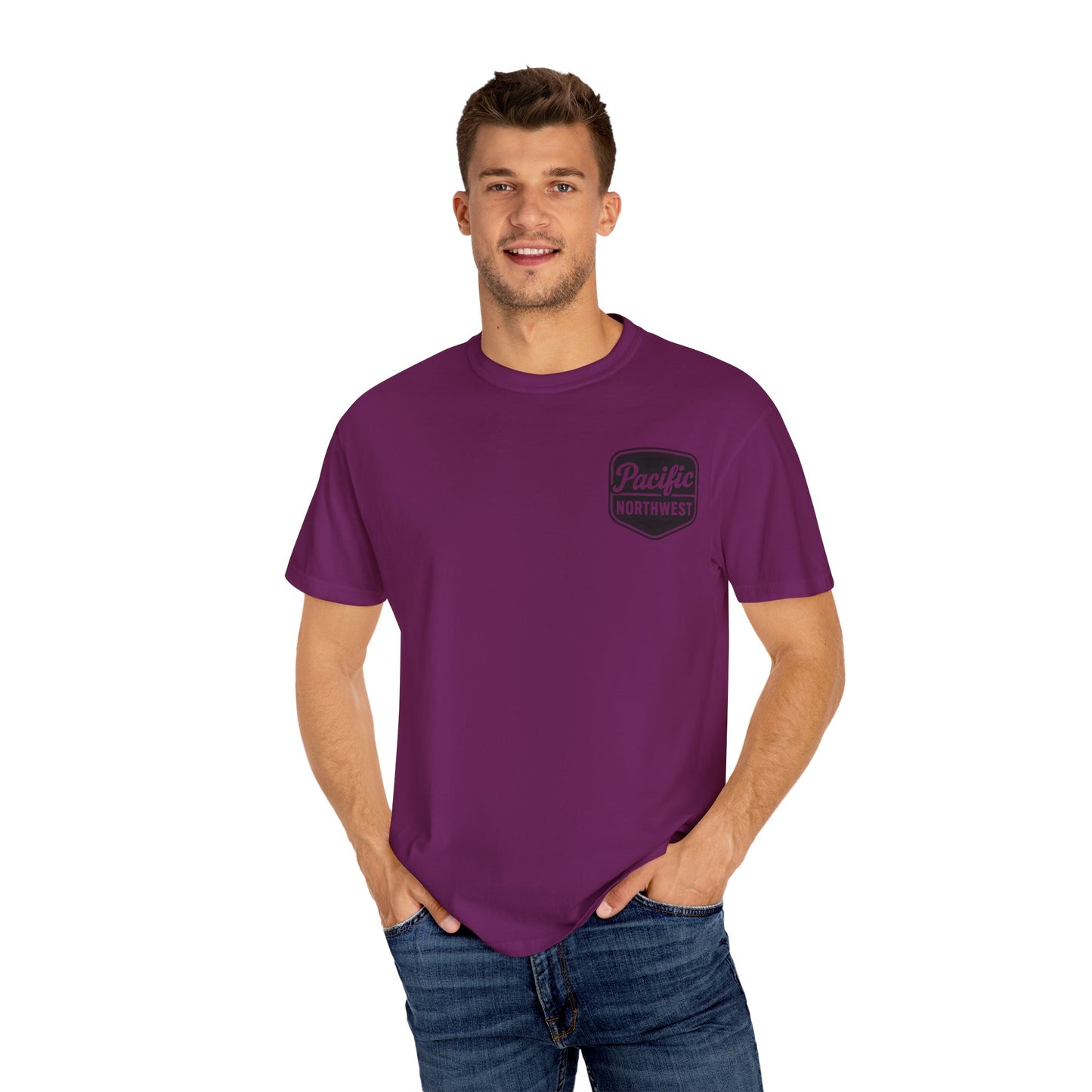 Unisex Garment-Dyed T-shirt with Pacific Northwest Design, Casual Wear, Outdoor Adventure Tee, Summer Vacation Top, Gift for Nature Lovers