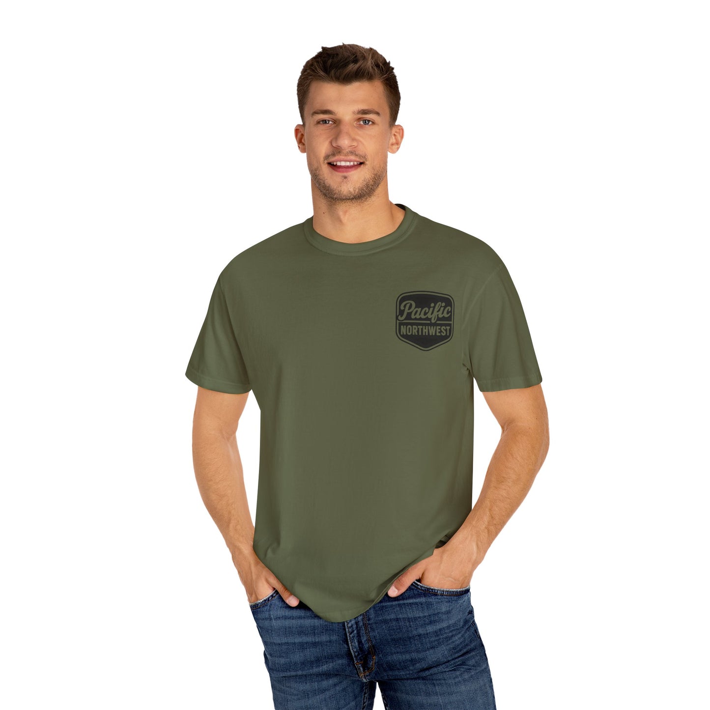 Unisex Garment-Dyed T-shirt with Pacific Northwest Design, Casual Wear, Outdoor Adventure Tee, Summer Vacation Top, Gift for Nature Lovers