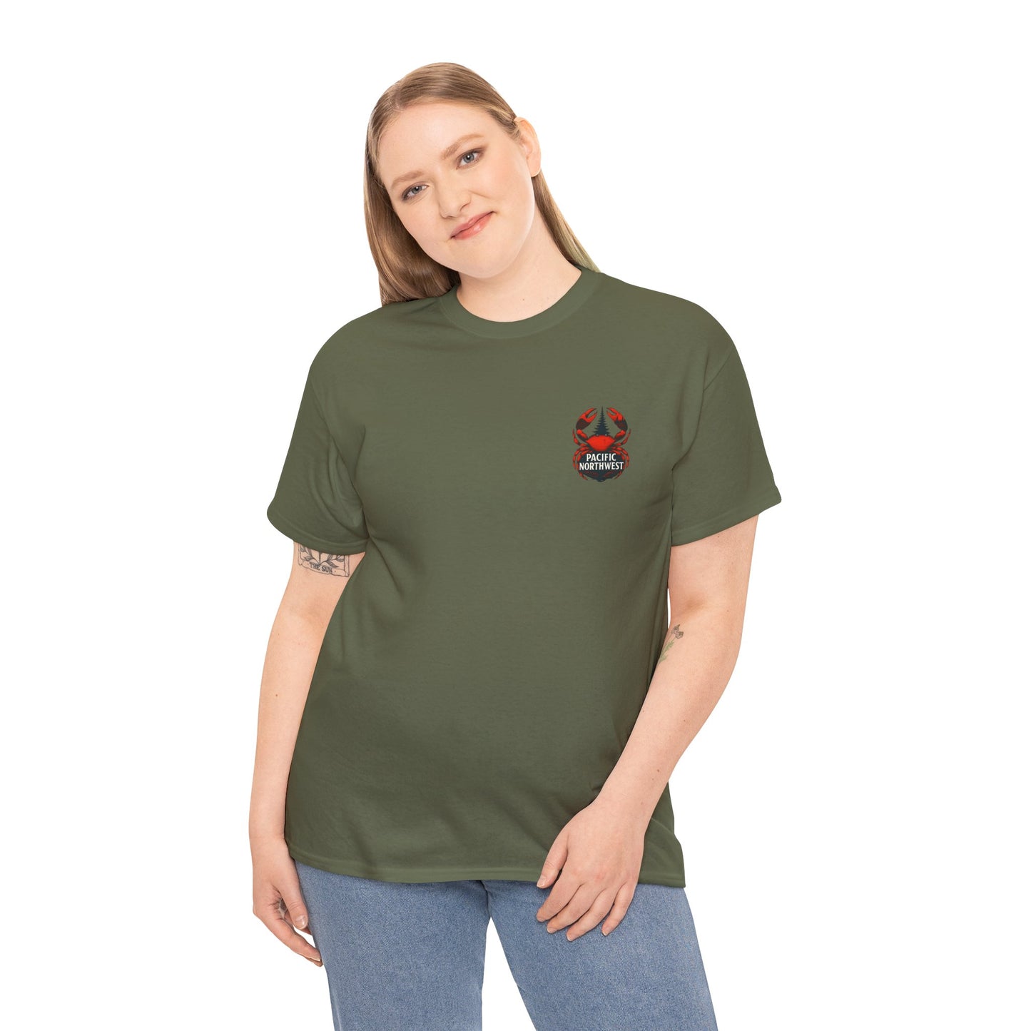 Pacific Northwest Crab Tee, Unisex Cotton T-Shirt, Crab Lovers Gift, Summer Vacation Shirt, Coastal Style Apparel, Nautical Theme Fashion