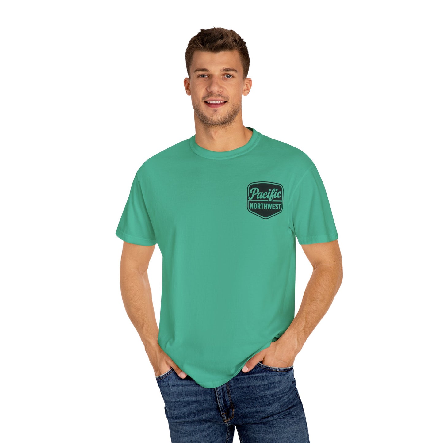 Unisex Garment-Dyed T-shirt with Pacific Northwest Design, Casual Wear, Outdoor Adventure Tee, Summer Vacation Top, Gift for Nature Lovers