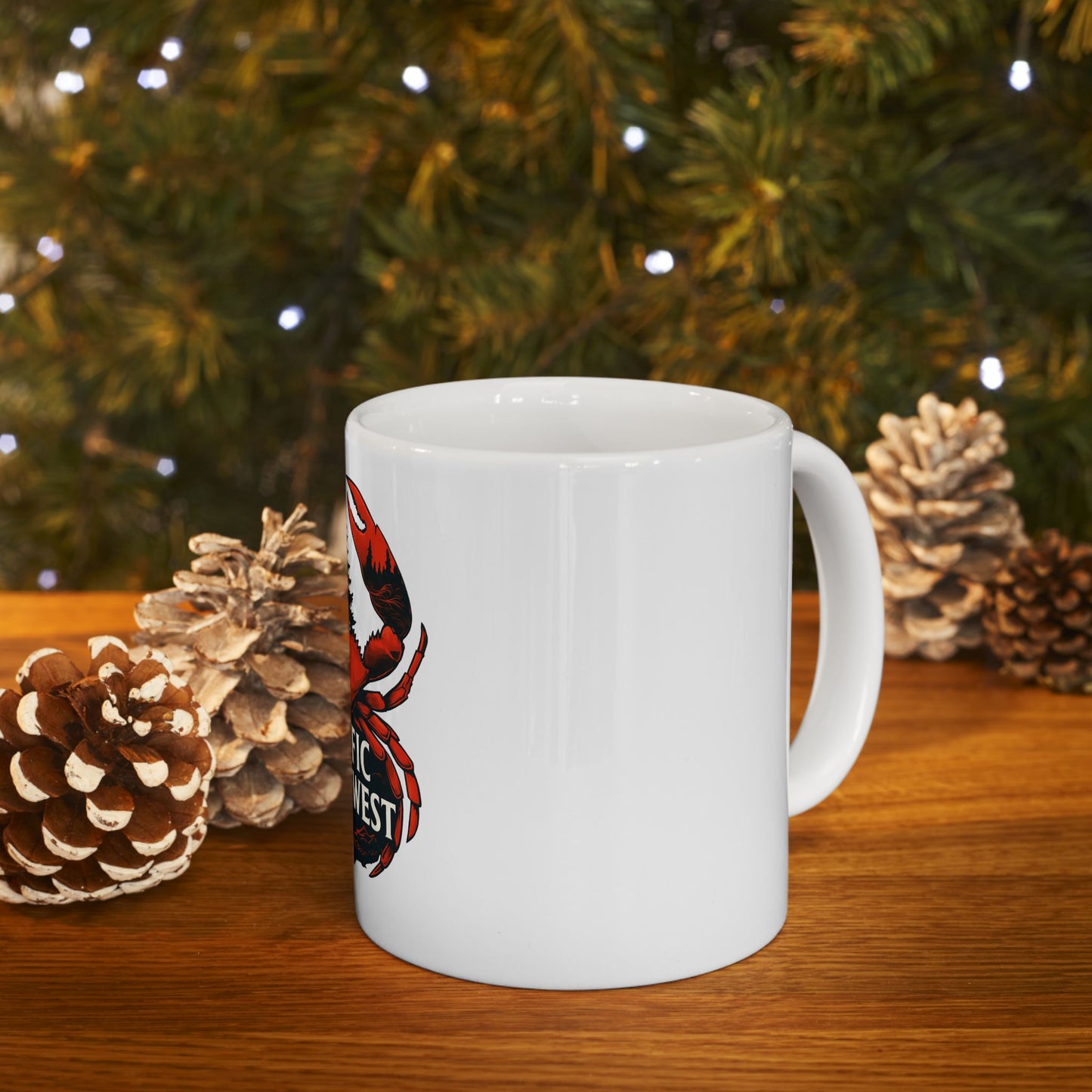 Pacific Northwest Crab Ceramic Mug - Unique Coffee Cup for Outdoor Lovers, Northwest Décor, Gift for Fishermen, Nature Enthusiasts, [...]