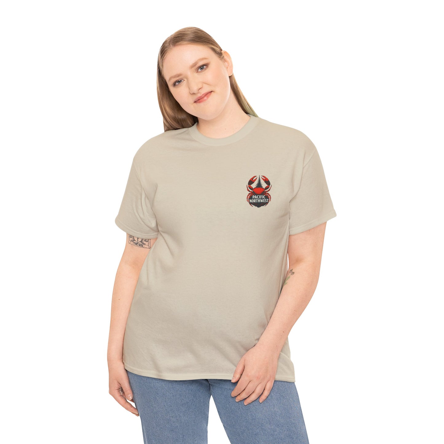 Pacific Northwest Crab Tee, Unisex Cotton T-Shirt, Crab Lovers Gift, Summer Vacation Shirt, Coastal Style Apparel, Nautical Theme Fashion