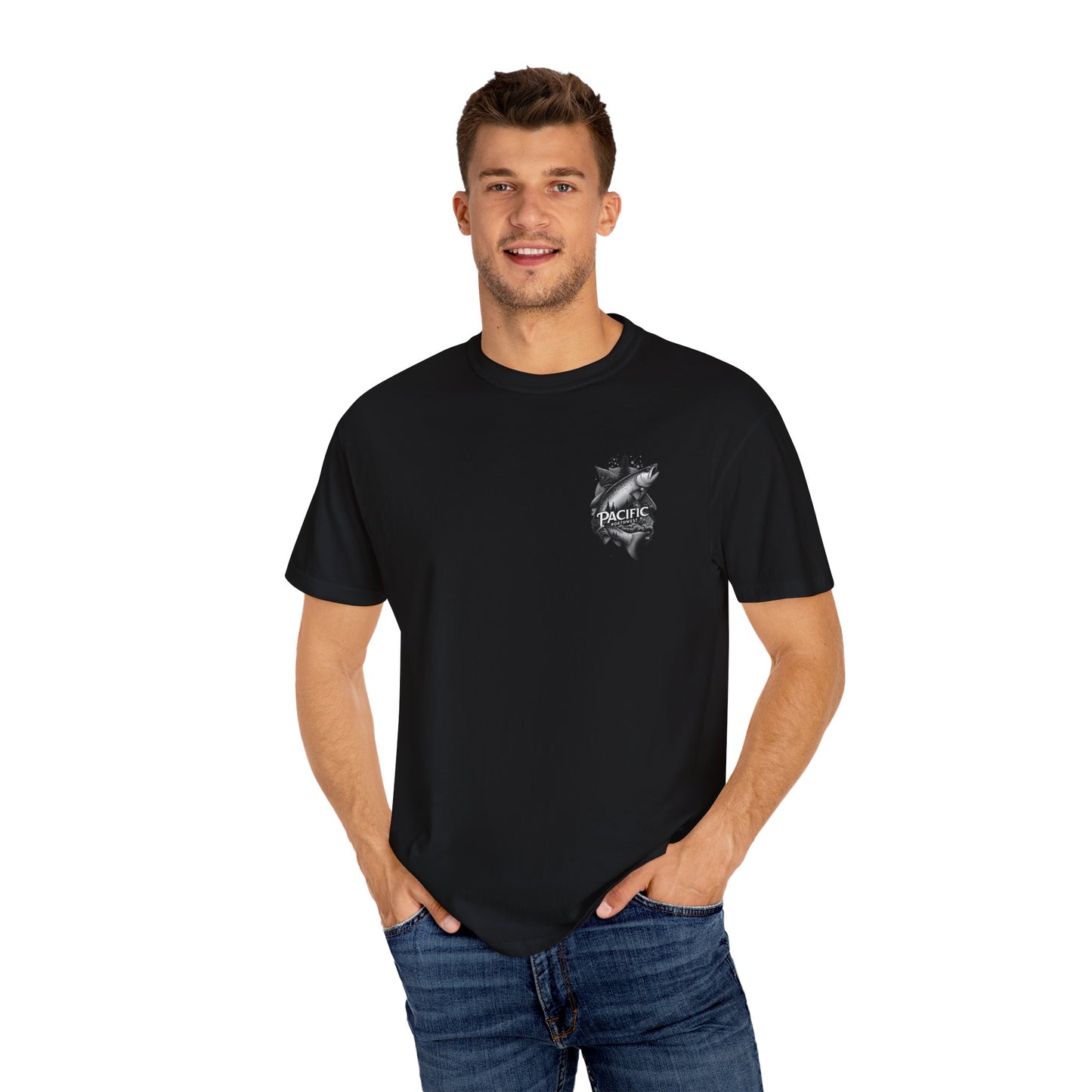 Pacific Northwest Adventure T-shirt, Unisex Graphic Tee, Fishing Lover Gift, Nature Apparel, Outdoor Enthusiast Shirt