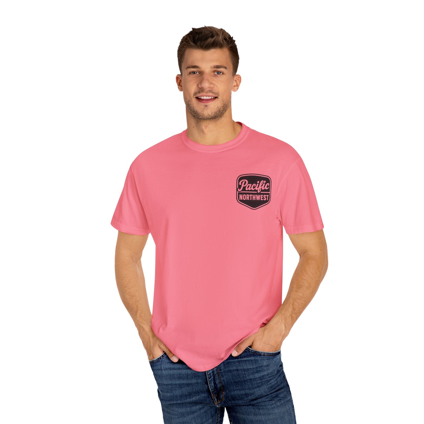 Unisex Garment-Dyed T-shirt with Pacific Northwest Design, Casual Wear, Outdoor Adventure Tee, Summer Vacation Top, Gift for Nature Lovers