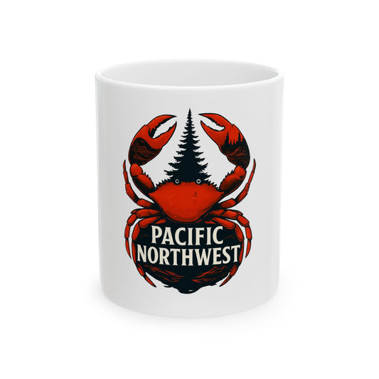 Pacific Northwest Crab Ceramic Mug - Unique Coffee Cup for Outdoor Lovers, Northwest Décor, Gift for Fishermen, Nature Enthusiasts, [...]